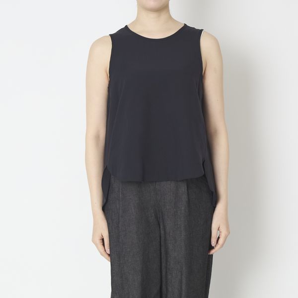 0910/さらさらシルクノースリーブトップ -お手入れ簡単でベーシックな